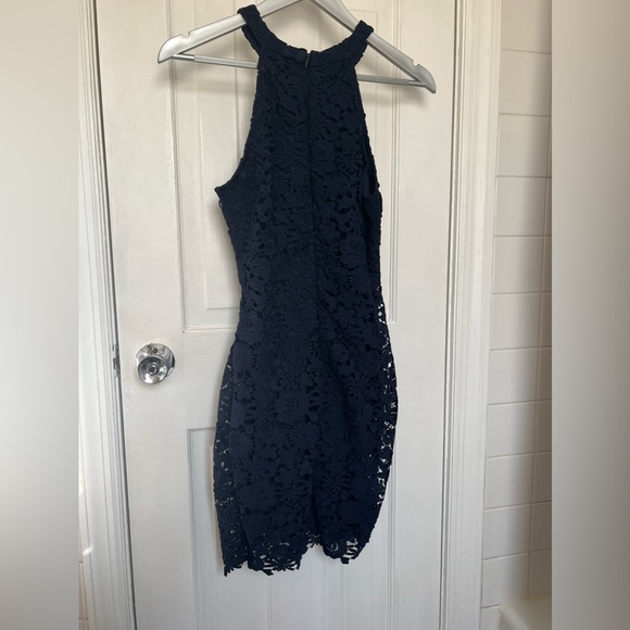 Love Poem Navy Blue Lace Mini Dress - Picture 6 of 8